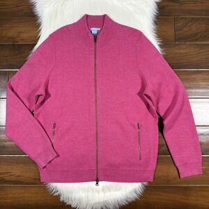 J. McLaughlin Men's Size XL Pink Italian Merino Wool Full Zip Sweater Jacket